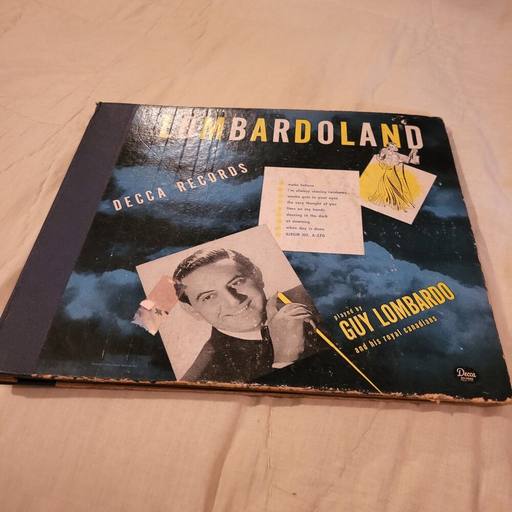 RARE VINTAGE LOMBARDOLAND BOX SET 4 RECORDS-GUY LOMBARDO DECCA RECORDS 78RPM